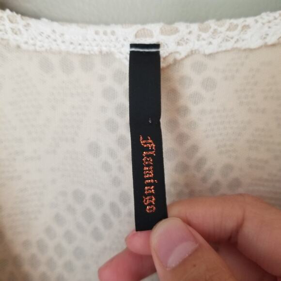 Flamingo White Peplum Fitted Dress with Lace V Neck Detail - Picture 4 of 5